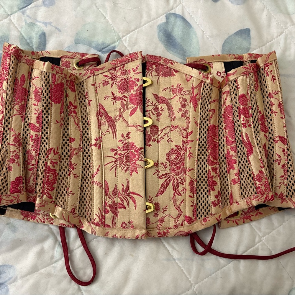 MCC6 Bird Brocade Sport Mesh Waspie Underbust Corset